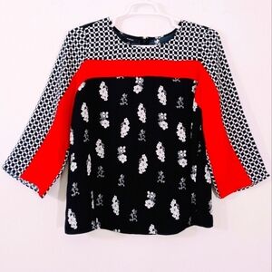 Alfani Plus Size‎ Floral Long-Sleeve Color Block Blouse